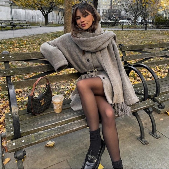 NWT Zara Short Knit Coat With Scarf - Picture 3 of 16